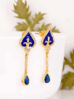 GIVA - Sterling Silver Golden Royal Blue Dangle Earrings for Womens and Girls