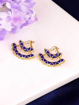 GIVA - Sterling Silver Golden Royal Blue Layered Earrings for Womens and Girls