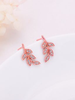 GIVA - Sterling Silver Rose Gold Autumn Leaf Earrings for Womens and Girls
