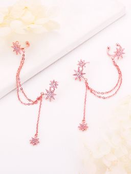 GIVA - Sterling Silver Rose Gold Starry Ear Cuff Earrings for Womens and Girls