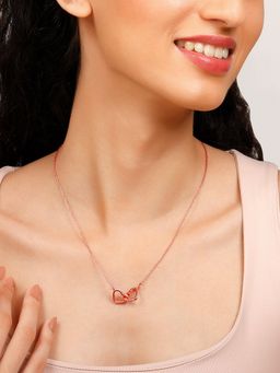 GIVA - Sterling Silver Rose Gold Locked-In-Love Necklace for Womens and Girls
