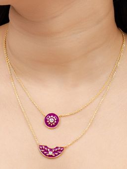 GIVA - Sterling Silver Golden Tyrian Purple Double Layered Necklace for Womens and Girls