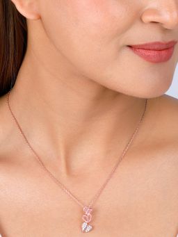GIVA - Sterling Silver Rose Gold Three Hearts Necklace for Womens and Girls