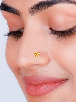GIVA - Sterling Silver Golden Flora Nose Pin for Womens and Girls