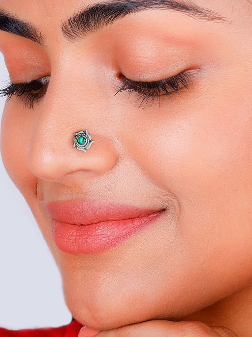 Buy GIVA Oxidised Silver Mystic Blue Nose Pin for Womens and Girls