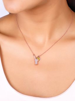 GIVA - Sterling Silver Rose Gold Sparkling Cocktail Pendant for Womens and Girls