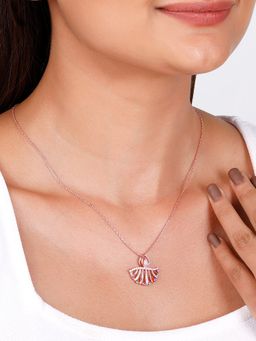 GIVA - Sterling Silver Rose Gold Diya Inspired Pendant for Womens and Girls