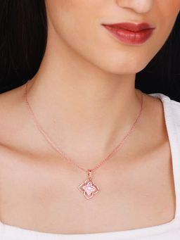 GIVA - Sterling Silver Rose Gold Mosaic of Taj Pendant for Womens and Girls