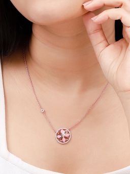 GIVA - Sterling Silver Rose Gold Mughal Architecture Pendant with Link Chain for Womens and Girls