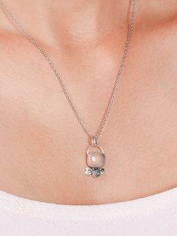 GIVA - Oxidised Silver Stoned Butterfly Pendant for Womens and Girls