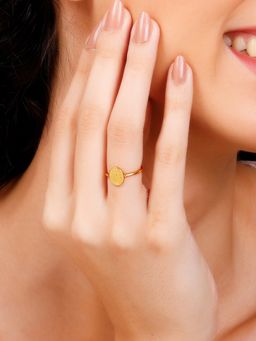 GIVA - Sterling Silver Golden Print Ring for Womens and Girls