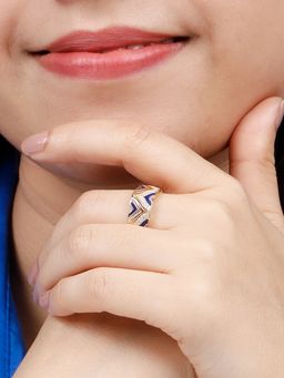 GIVA - Sterling Silver Golden Royal Taj Ring for Womens and Girls