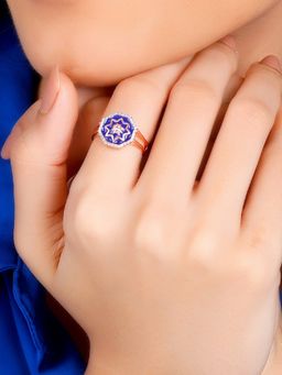 GIVA - Sterling Silver Rose Gold Taj Mosaic Ring for Womens and Girls