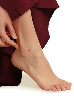 GIVA - Sterling Silver Red Bead Anklet
