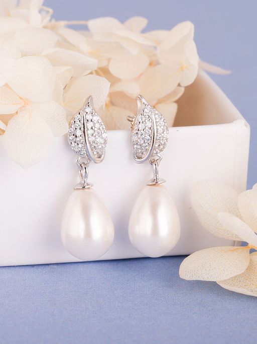 Buy GIVA Sterling Silver Classic Pearl Earrings Online
