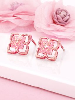 GIVA - Sterling Silver Rose Gold Mosaic of Taj Earrings