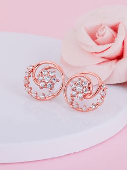 GIVA - Sterling Silver Rose Gold Floral Fantasy Stud Earrings