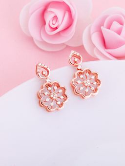 GIVA - Sterling Silver Rose Gold Floral Elegance Earrings