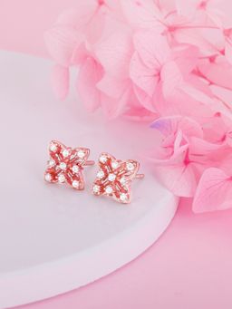 GIVA - Sterling Silver Rose Gold Glamour Stud Earrings