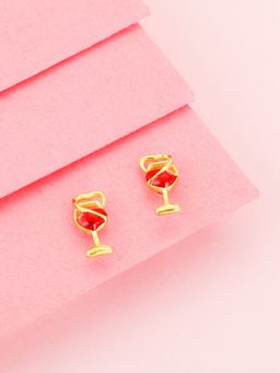 GIVA - Sterling Silver Golden Wine Love Stud Earrings