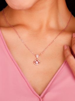 GIVA - Sterling Silver Rose Gold Heart's Delight Necklace