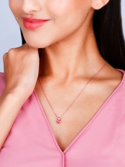 GIVA - Sterling Silver Rose Gold Cuddly Bear Necklace