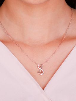 GIVA - Sterling Silver Rose Gold Intertwined Leaves Necklace