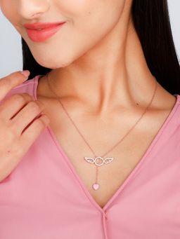 GIVA - Sterling Silver Rose Gold Cupid Wings Necklace