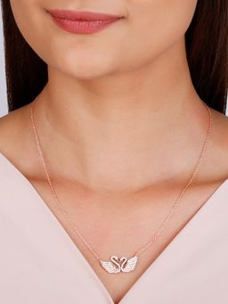 GIVA - Sterling Silver Rose Gold Swan Love Necklace