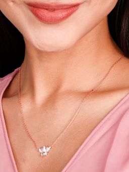 GIVA - Sterling Silver Rose Gold Lotus Necklace