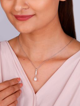 GIVA - Sterling Silver Anushka Sharma Silver Drop of Pearl Pendant
