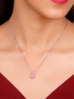 GIVA - Sterling Silver Rose Gold Heart's Whisper Pendant with Link Chain