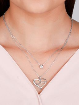 GIVA - Sterling Silver Anushka Sharma Silver Mama In My Heart Layered Necklace