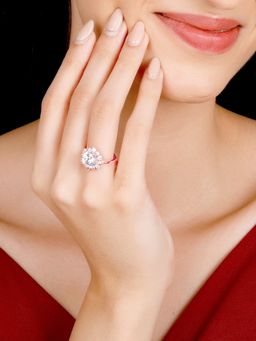 GIVA - Sterling Silver Anushka Sharma Rose Gold Floral Magic Ring