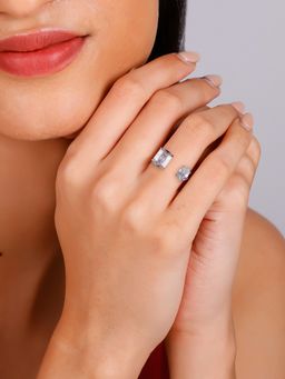 GIVA - Sterling Silver Anushka Sharma Silver Zircon Together Forever Ring