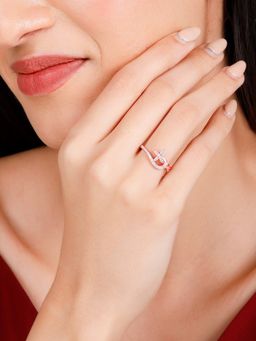 GIVA - Sterling Silver Anushka Sharma Rose Gold Floral Fun Ring