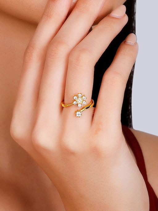 GIVA Sterling Silver Anushka Sharma Golden Blooming Flower Ring