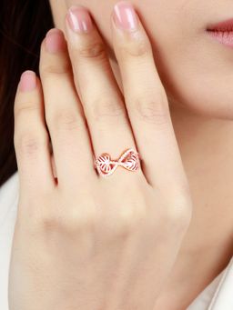 GIVA - Sterling Silver Rose Gold Intertwined Leaves Ring