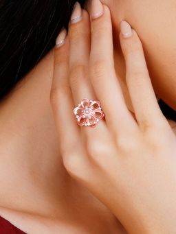 GIVA - Sterling Silver Anushka Sharma Rose Gold Flowery Love Ring