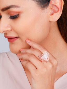 GIVA - Sterling Silver Anushka Sharma Rose Gold Cocktail Heart Ring