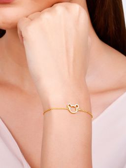 GIVA - Sterling Silver Golden Mickey Mouse Charm Bracelet for Womens and Girls