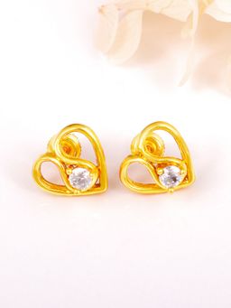 GIVA - Sterling Silver Golden 3D Zircon Studded Earrings for Womens and Girls