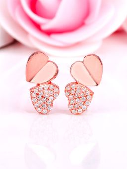 GIVA - Sterling Silver Rose Gold Fluttering Hearts Stud Earrings for Womens and Girls