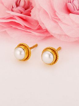GIVA - Sterling Silver Golden Pearl Stuck Earrings for Womens and Girls