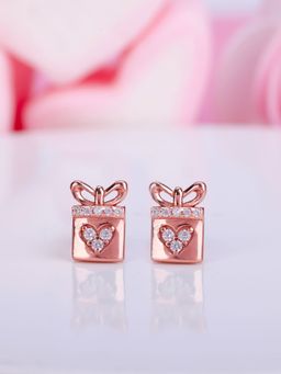 GIVA - Sterling Silver Rose Gold Zircon Heart Gift Earrings for Womens and Girls