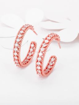 GIVA - Sterling Silver Rosegold White Zircon Hoop Earrings for Womens and Girls