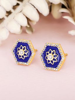 GIVA - Sterling Silver Golden Taj Mosaic Earrings for Womens and Girls