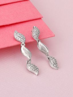 GIVA - Sterling Silver Zircon Studded Wavelet Earrings for Womens and Girls
