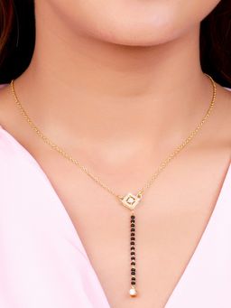 GIVA - Sterling Silver Golden Geometric Pendant Mangalsutra for Womens and Girls