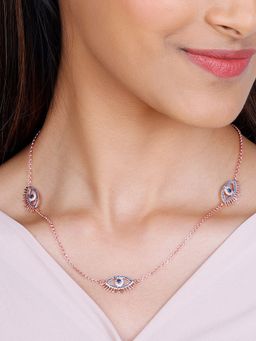 GIVA - Sterling Silver Rose Gold Evil Eye Necklace for Womens and Girls